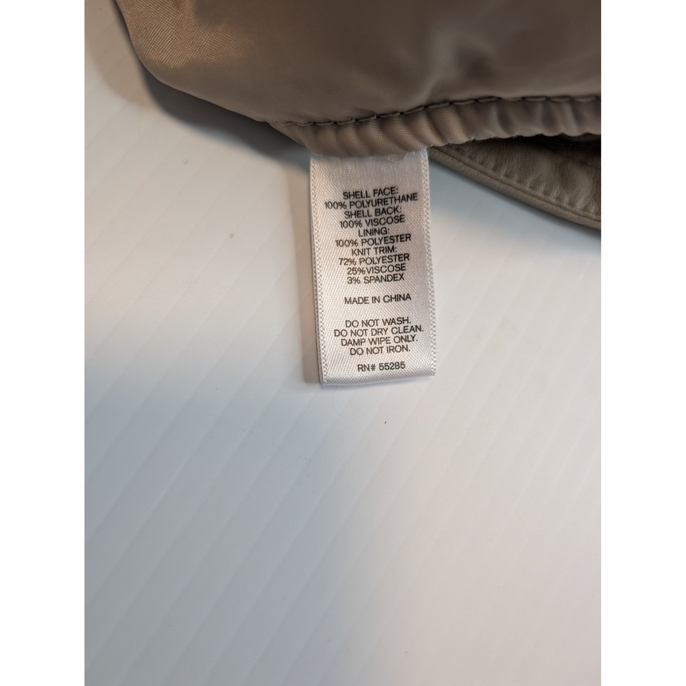 Express Womens Tan Faux Leather Moto Jacket Quilted Shoulder‎ Beige Large 90170 - Picture 3 of 12